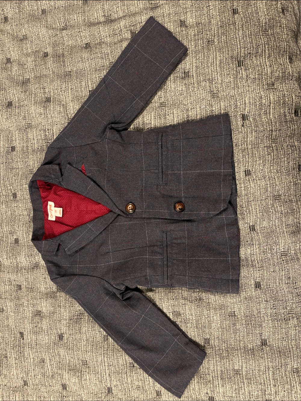 Cat & Jack Gray Windowpane Blazer with Red Lining
